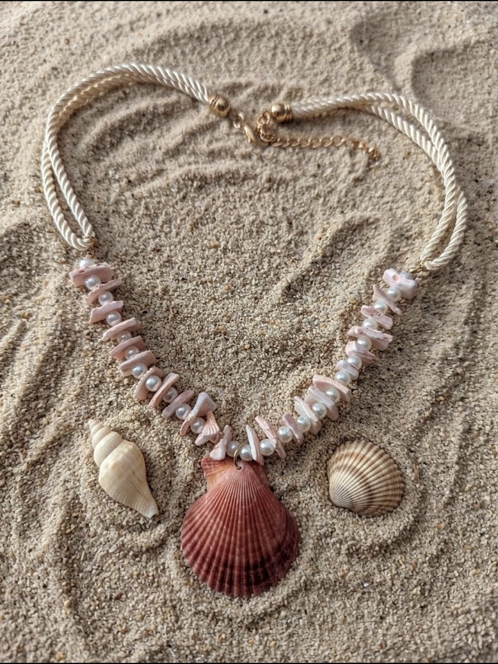 Pink Shell & Pearl Beach Necklace
